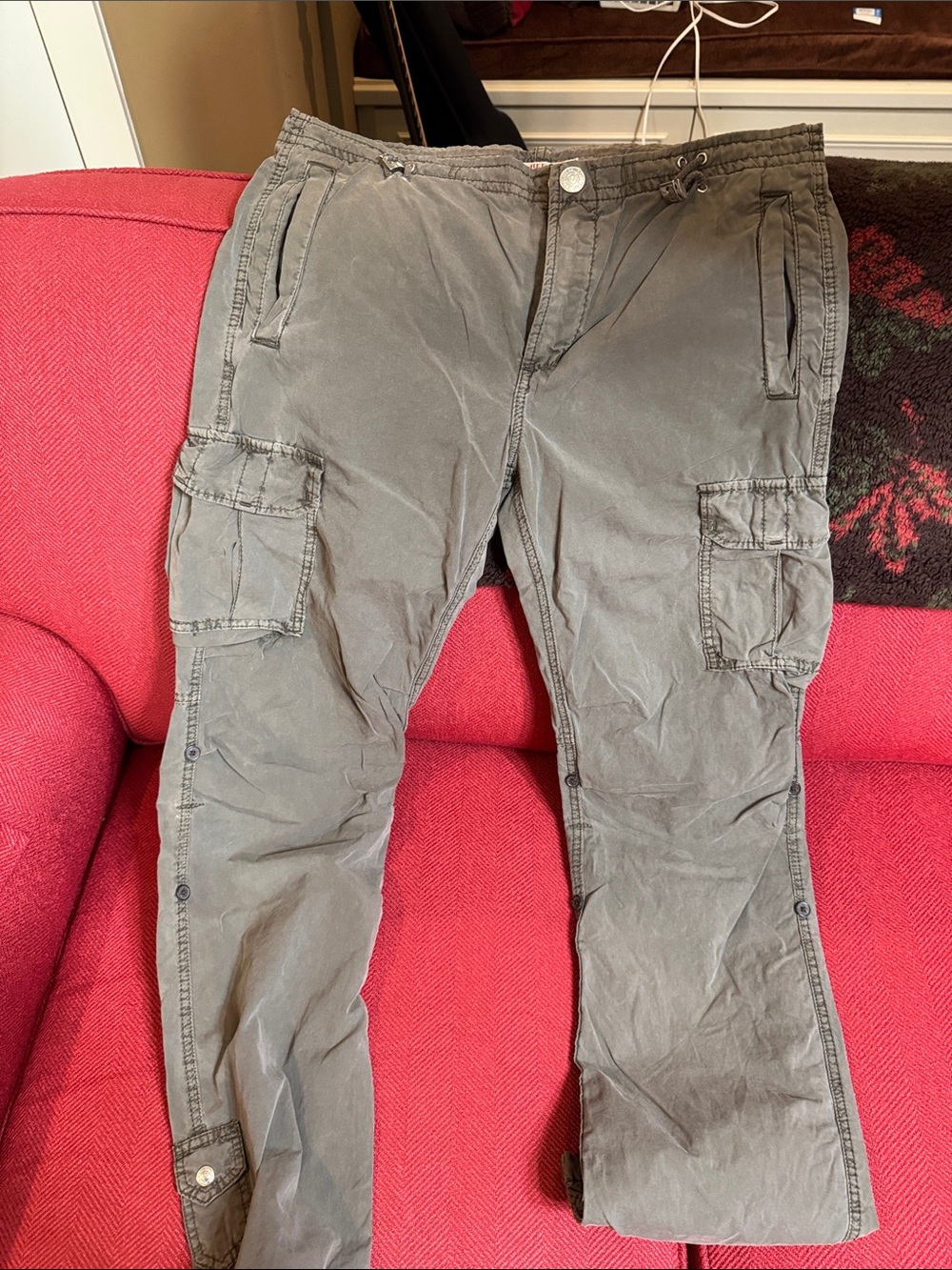 Women's True Religion Olive/gray Cargo Pants with Utility Pockets